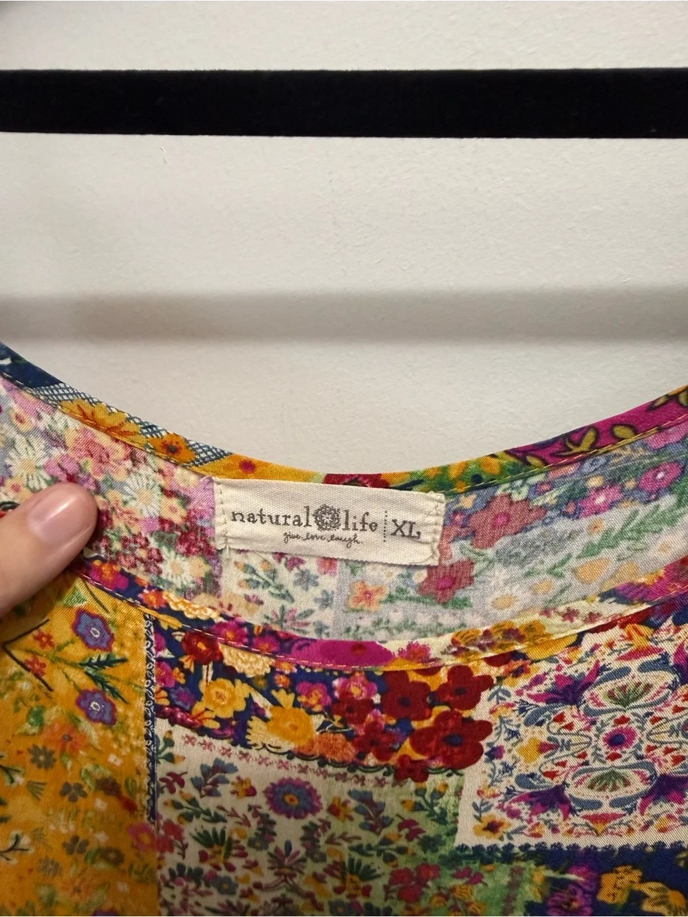 NATURAL LIFE Floral Patchwork Yellow Pink Green Blue Jumpsuit Romper - Picture 6 of 9